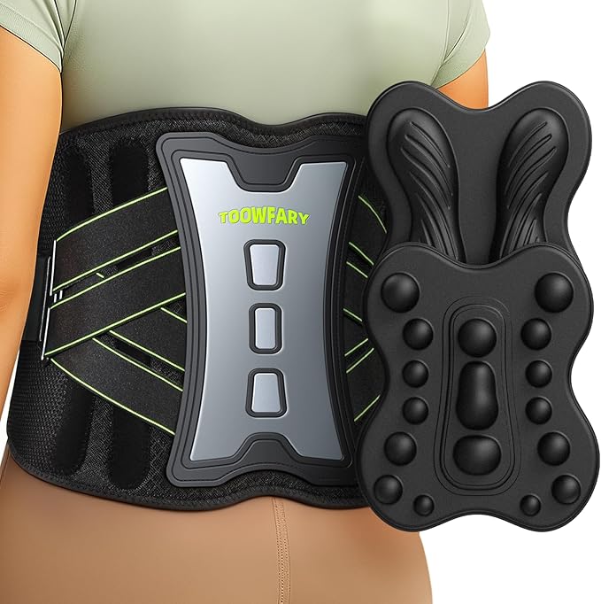 Back Brace for Lower Back Pain Relief with 2 TPE Pads & 8X Powerful Lumbar Support Belt for Men & Women, Adjustable Support Straps for Back Pain, Herniated Disc, Sciatica, Scoliosis