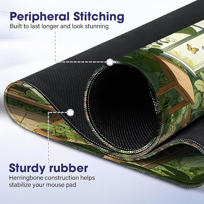 Large Extended Mouse Pad with Stitched Edges (35.4”x15.6”) - Waterproof Desk Mat, Non-Slip Rubber Base for All-Desk Coverage, Perfect for Gaming, Office, and Home