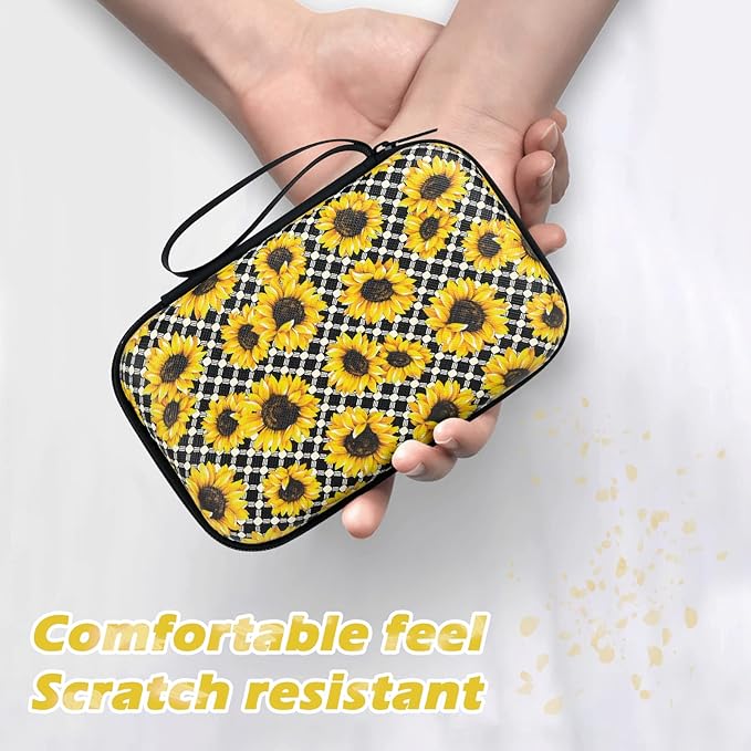 Cute Phone Charger Protector Set with Storage bag Case Yellow Sunflowers Travel Carrying Bag Data Cable 20W USB Charger Data Line Cable Protector Cord Organizer, Lightning Cable Chomper,Charger Saver