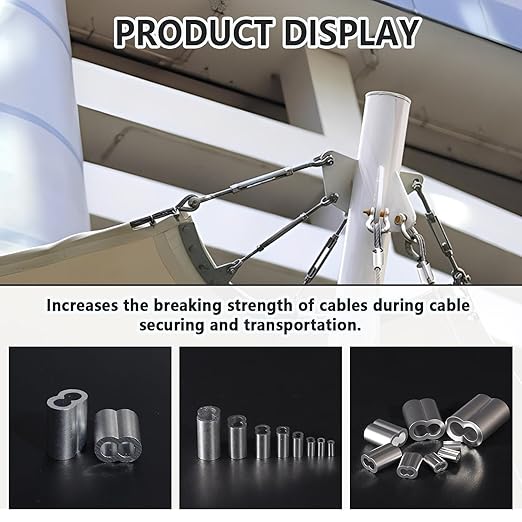 5/32 Inch Aluminum Crimping Loop Sleeve 5/32" 4MM Cable Ferrules Crimp Loops Sleeves for Wire Rope (Pack of 20Pcs)