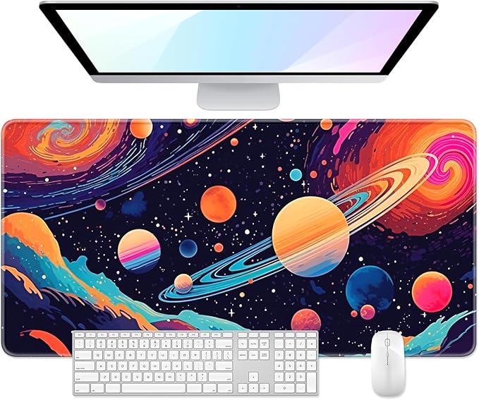 Desk Pad, 32" x 16" XXXL Extended Large Gaming Mouse Pad, Desktop Decor Desk Mat, Men Women Office Supplies and Accessories, Cute Anime Mouse Mat for Laptop & Keyboard, Romantic Universe