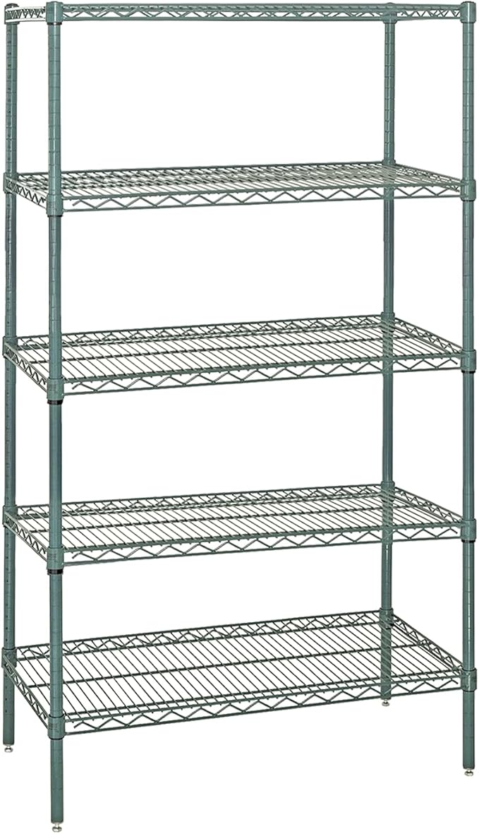 Quantum Storage Systems WR86-2136P-5 Starter Kit Wire Shelves Green Epoxy 5 Shelves 86" H x 36" W x 21" D