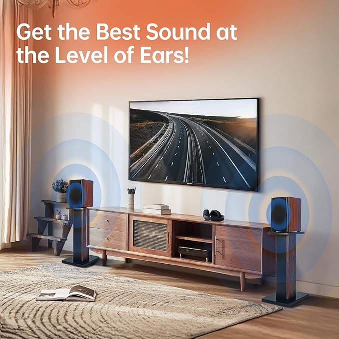 20 Inch (50CM)- Pair- Wood Speaker Stands for Home-Cinema HiFi Desktop and Satellite Speakers Monitor Stands