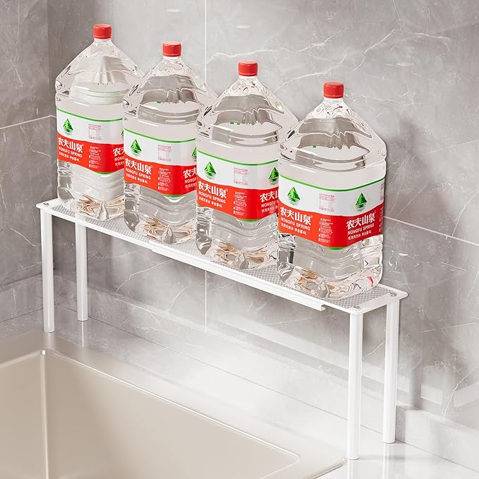 2-Pack Mesh Shelf Organizer, Stackable and Expandable, for Over-Sink Storage, Kitchen Counter, Windowsill Plants, Bathroom, and Office Desk - Narrow Tall Space-Saving Solution
