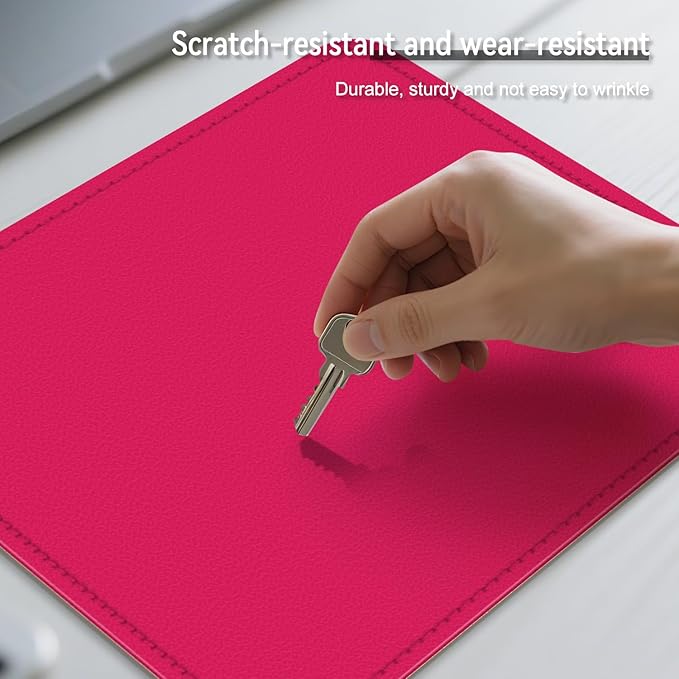 Leather Mouse Pad with Stitched Edge, Waterproof Gaming Mouse Mat for Computers, Laptop, Office & Home (Rose, 11"*8")