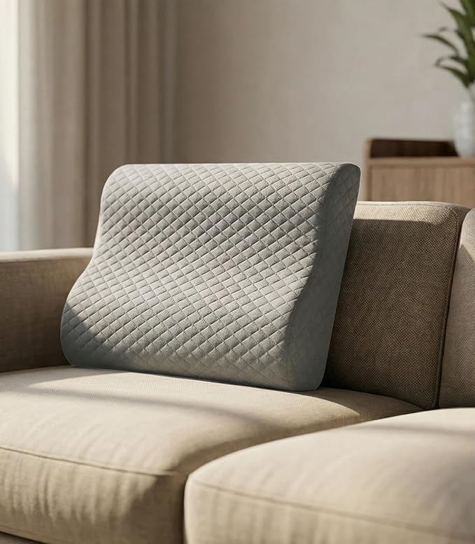 Lumbar Support Pillow for Recliner Chair - 17"x15"x5" Ergonomic Back Cushion with Gel Memory Foam, Adjustable Straps & Washable Cover, Back Pain Relief for Office Car Seat (Light Grey)
