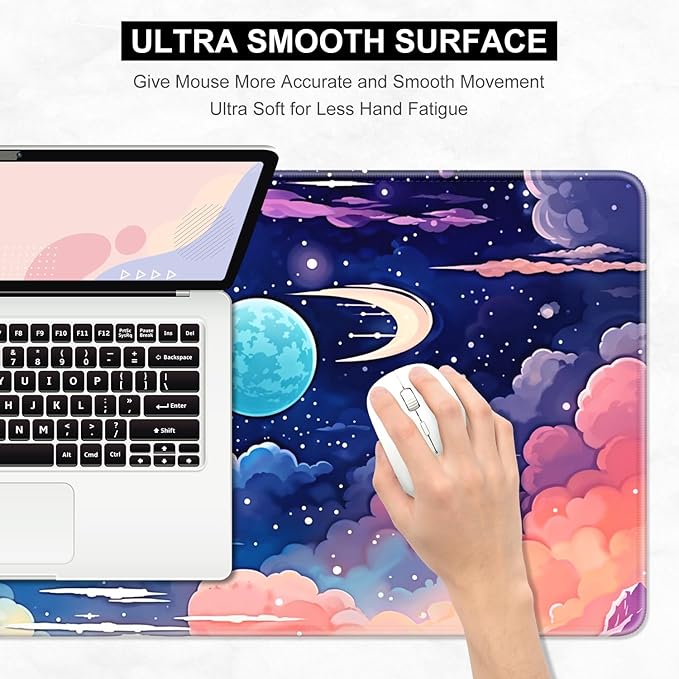 Desk Pad, 32" x 16" XXXL Extended Large Gaming Mouse Pad, Desktop Decor Desk Mat, Men Women Office Supplies and Accessories, Cute Anime Mouse Mat for Laptop & Keyboard, Romantic Star