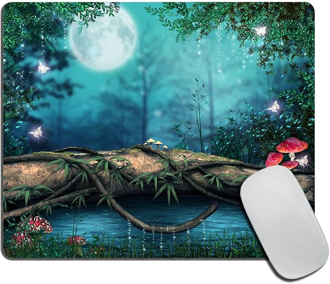 Mouse Pad, Enchanted Pond Mouse Pad, Washable Square Cloth Mousepad for Office Laptop, Non-Slip Rubber Base Mouse Pads for Wireless Mouse, Computer Mouse Pads for Desk