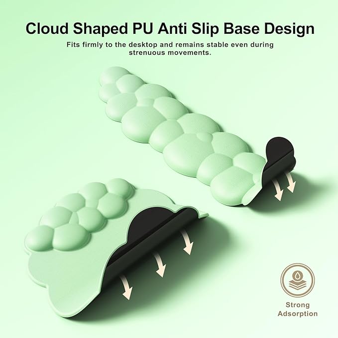 MOKURU Cloud Mouse Pad with Wrist Rest, Cloud Keyboard Wrist Rest, Mouse Pad Wrist Support, Ergonomic Keyboard Mouse Wrist Support (Green)