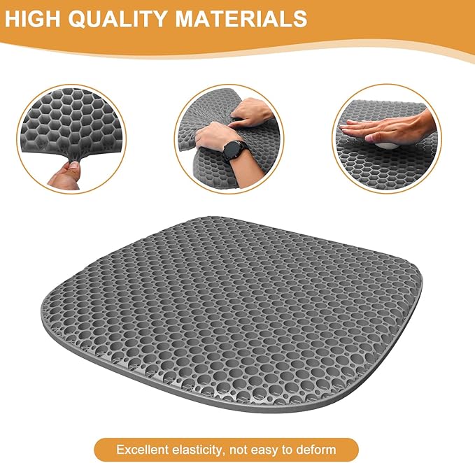 EVEME Large Gel Seat Cushion for Long Sitting with Non-Slip Cover,Soft & Breathable,Seat Cushion for Chair,Car,Office,Desk Chair,Wheelchair