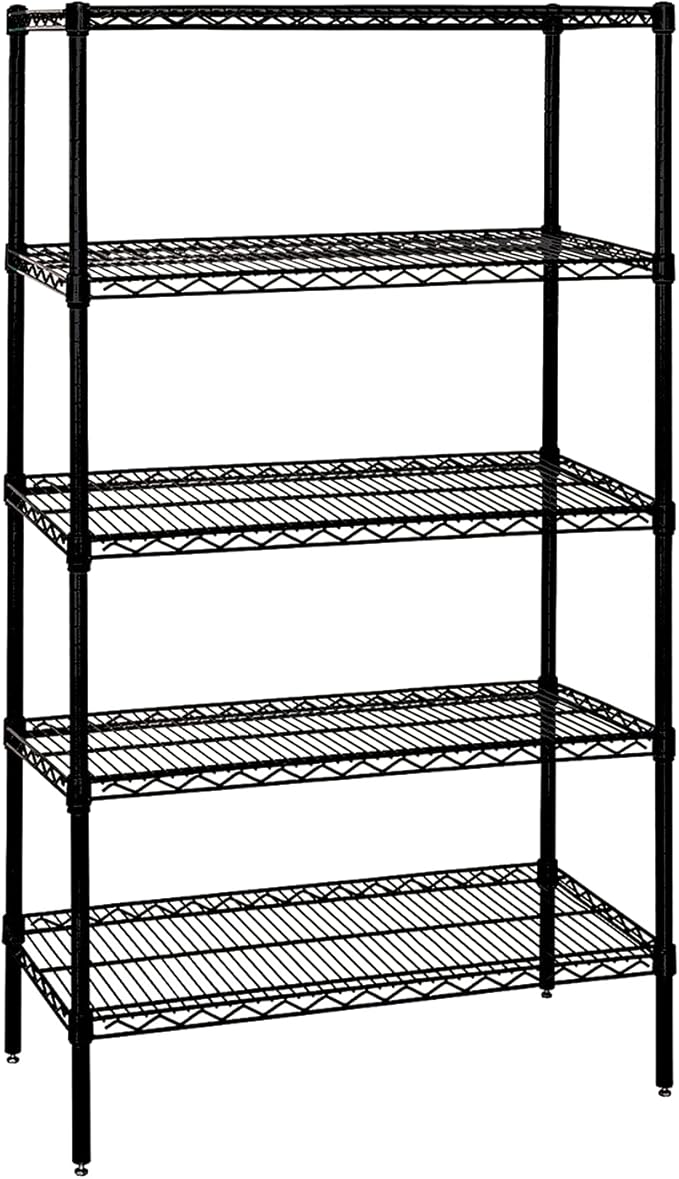 Quantum Storage Systems WR86-1872BK-5 Starter Kit Wire Shelves Black Epoxy 5 Shelves 86" H x 72" W x 18" D