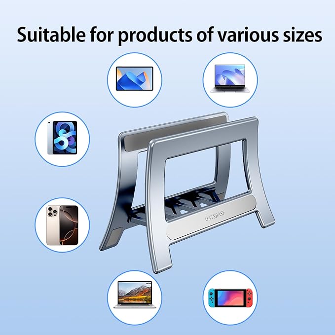 Vertical Laptop Stand for Desk, Gravity Auto Lock MacBook Stand,ABS Plastics Laptop Holder Vertical Compatible with MacBook Pro, Air,Tablet, Space-Saving Organize Work & Home Office(Gray)