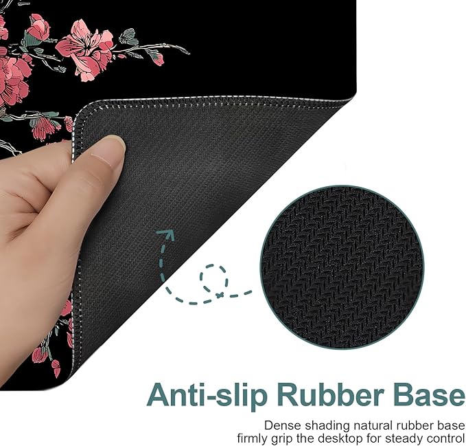 Cherry Blossom Extended Gaming Mouse Pad 35.4 x 15.7 Inch – Japanese-Inspired Desk Mat for Gaming, Office Work, and Study, with Non-Slip Rubber Base