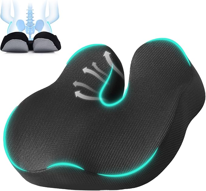 CXC Cooling Gel Seat Pad – Ergonomic Memory Foam Office Chair Cushion with Breathable Mesh & Airflow Design, Tailbone Relief Support for Long Sitting, Truck Drivers & Wheelchair Users