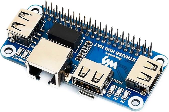 for Raspberry Pi 4B/3B+/3B/2B/Zero/Zero W/Pi Zero 2 W/ 2 WH, Ethernet/USB HUB HAT Board with RJ45 10/100M Ethernet Port and 3X USB Ports, Compatible with USB2.0/1.1