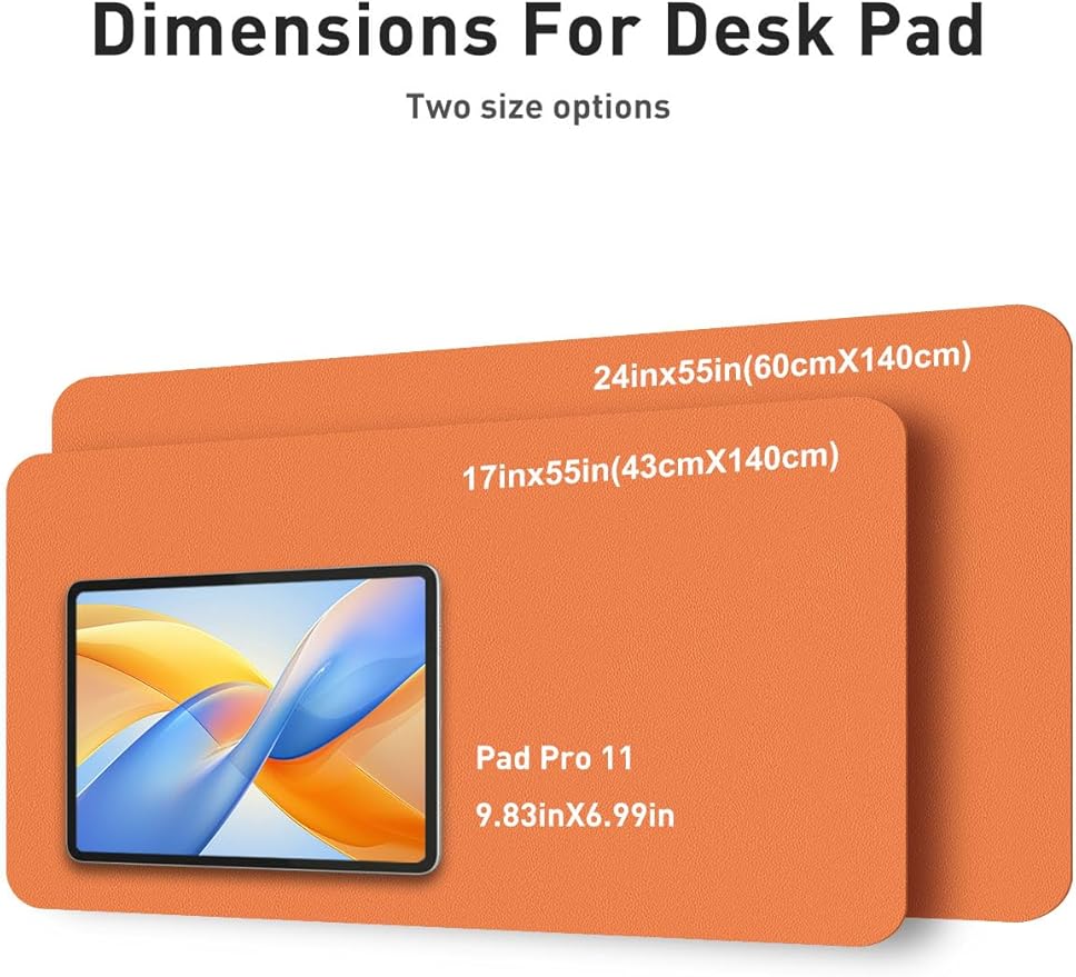 Aothia Faux Leather Desk Mat - Non-Slip PU Leather Desk Blotter, Waterproof Writing Surface, Large Desk Pad for Office & Home (Hermes Orange, 55" x 24")