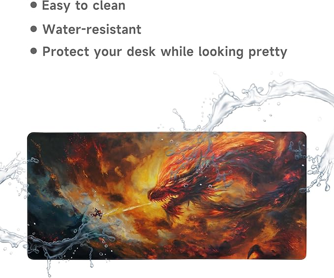 Gaming Mouse Pad Desk Pad XL Large Mouse Mat Keyboard Mat Office Desk Decor AccessoriesKeyboard Mat Office Desk Decor Accessories (Dragon Warrior)