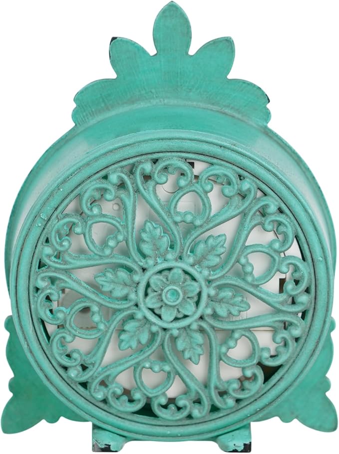 NIKKY HOME Vintage Pewter Quartz Mini Table Clock with Crystal Shining Rhinestone, 2.87 x 1.37 x 3.87 Inches, Aqua