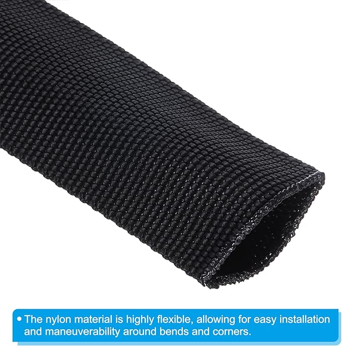 PATIKIL 0.8" Dia 24.6FT Nylon Protective Hose Sleeve, Cable Cover Sheath Protection for Welding Tig Torch Hydraulic Hose, Black