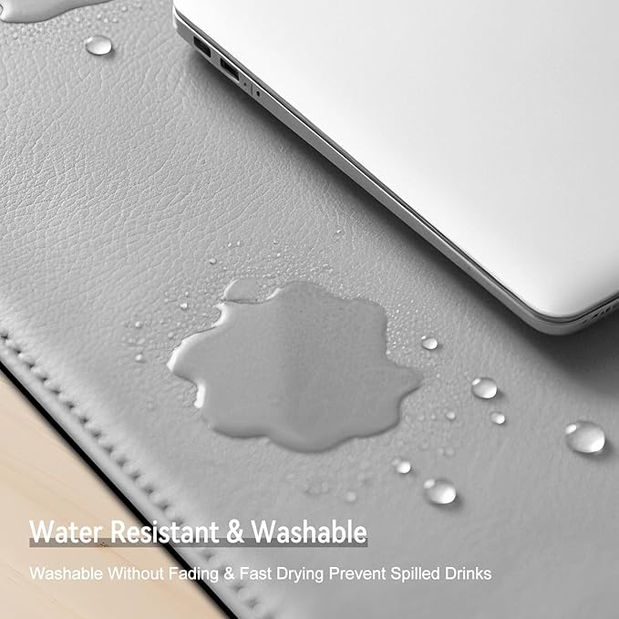 Dual Sided Leather Desk Mat - Waterproof Desk Pad - Ideal for Large Mouse Pad and Desk Mats on Top of Desks (Gray, 11"*8")