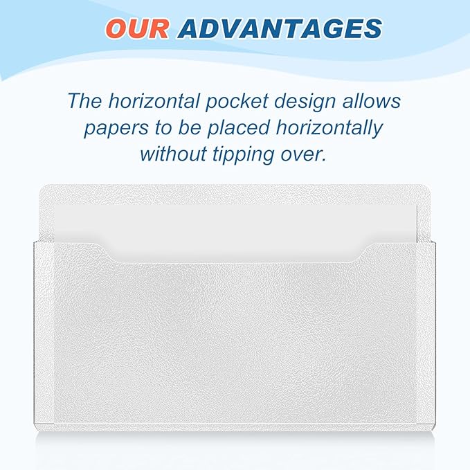 Feifeiya 2 Pcs Magnetic File Folder Wall Hanging Holder Large Pocket Paper Magazine Mail Organizer for Refrigerator Classroom Locker Whiteboard(Horizontal,Black Clear,13.8 x 8.3 Inches)