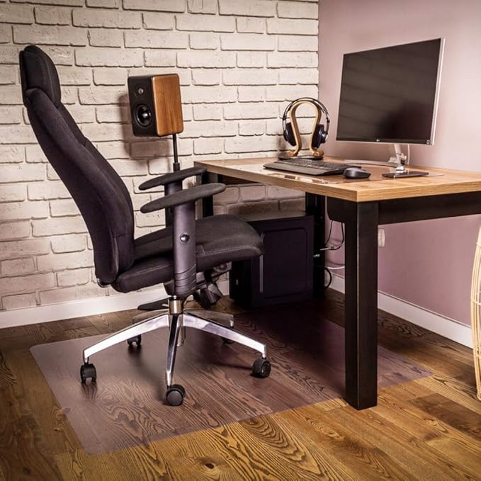 NECAUX Custom 42 x 80 Inch Frosted Table Cover Protector, 1.5mm Thick Wood Grain Transparent Table Pad Non-Slip Tablecloth Plastic Protective Pad for Dining Room Table, Conference Table