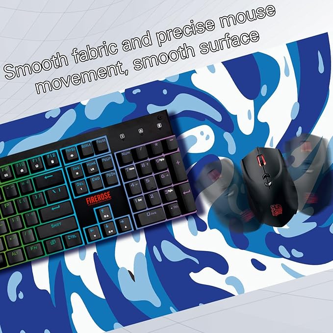 Fluid Pattern XXL Mouse Pad,Super Thick Waterproof Fluid Pattern Large Gaming Mousepad with Stitched Edge,Mouse Computer Desk Accessories,Non-Slip Base Mouse Keyboard Mat 800X400X4mm