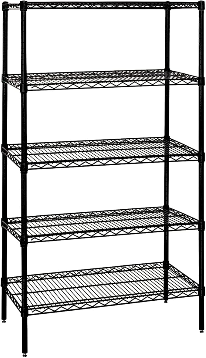 Quantum Storage Systems WR86-1848BK-5 Starter Kit Wire Shelves Black Epoxy 5 Shelves 86" H x 48" W x 18" D