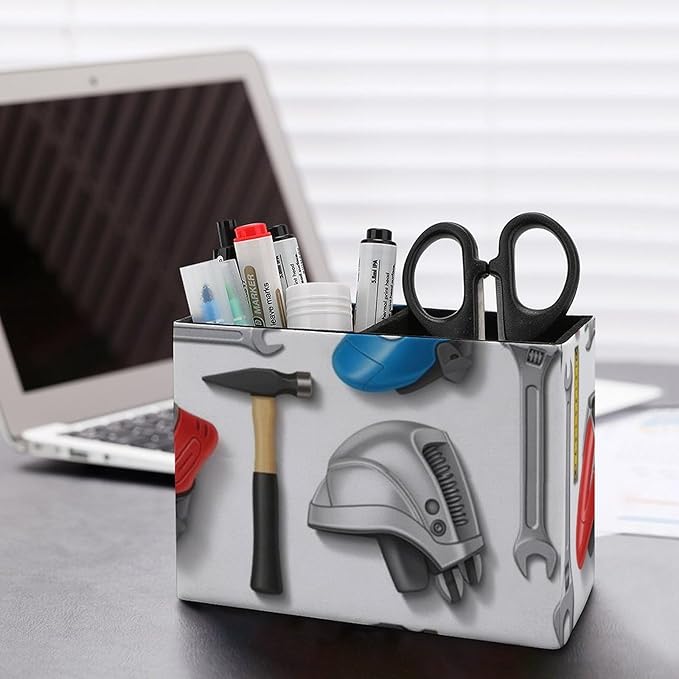 PU Leather Brush Pot Occupation Tool Art, Compact Desk Organizer for Office Supplies