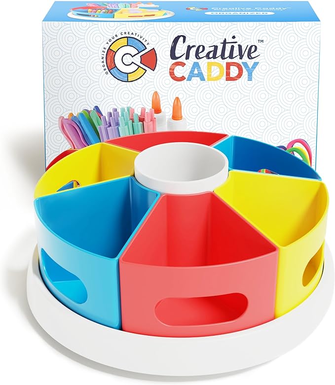 Rotating Art Supply Organizer for Kids, Crayon Caddy for Kids Desk or Pencil and Marker Holder for Teachers, Classroom Arts and Crafts and Homeschool School Supplies Storage