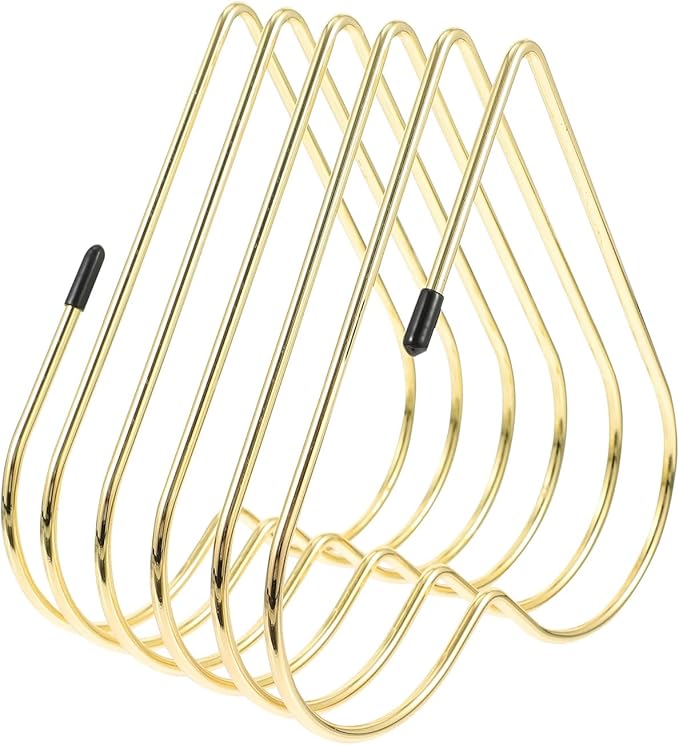 Folder Holder for Desk, Heart Shaped Desk File Organizer Vertical File Holder, 5 Slots Iron Gold File Holder, Telescopic Book File Organizer Stand for Desk File, Gold