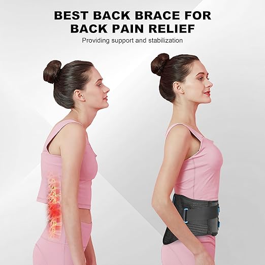 Back Brace For Lower Back Pain With Lumbar Pad，Back Support Brace For Men And Women With Dual Adjustable Straps，Back Brace For Lifting At Work For Herniated Disc, Sciatica, Scoliosis(2XL Fits 37.5"-47")
