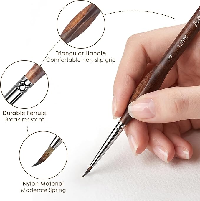 Bougimal 12 Pcs Detail Paint Brushes Set, Fine Detailing & No Shedding, Miniature Paint Brushes Design for Paint by Number, Models, Acrylic, Watercolor, Gouache, Oil
