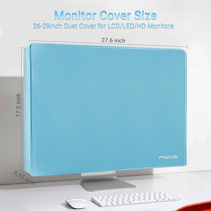 MOSISO Monitor Dust Cover 26, 27, 28, 29 inch Anti-Static Dustproof LCD/LED/HD Panel Case Computer Screen Protective Sleeve Compatible with iMac 27 inch, 26-29 inch PC, Desktop and TV, Sky Blue