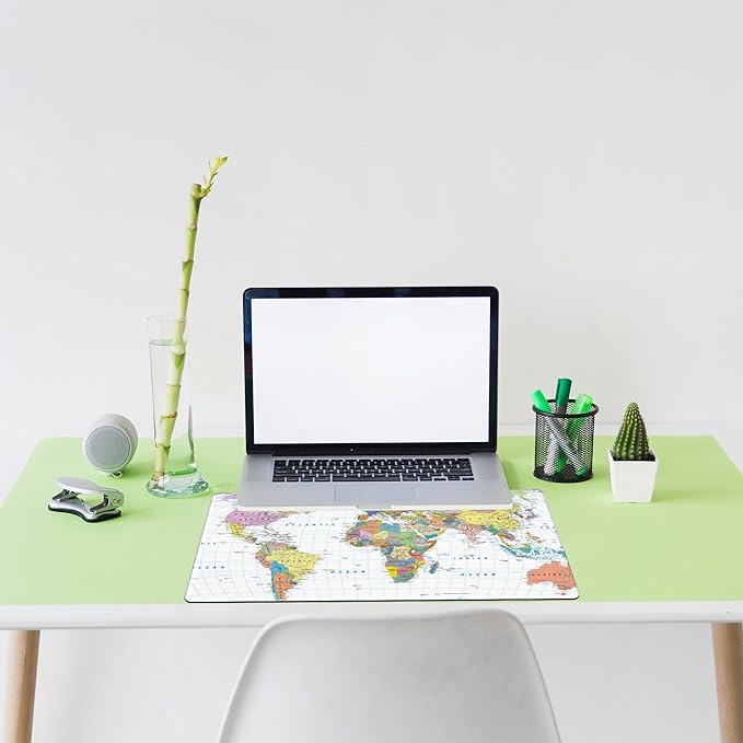 Colored Map Extended Large Gaming Mouse Pad World Map XXL Mousepad Desk Pad Mat for Keyboard and Mouse, Non Slip Rubber Base Mousepad with Stitched Edges for Work Game, 31.5 x 15.8 in