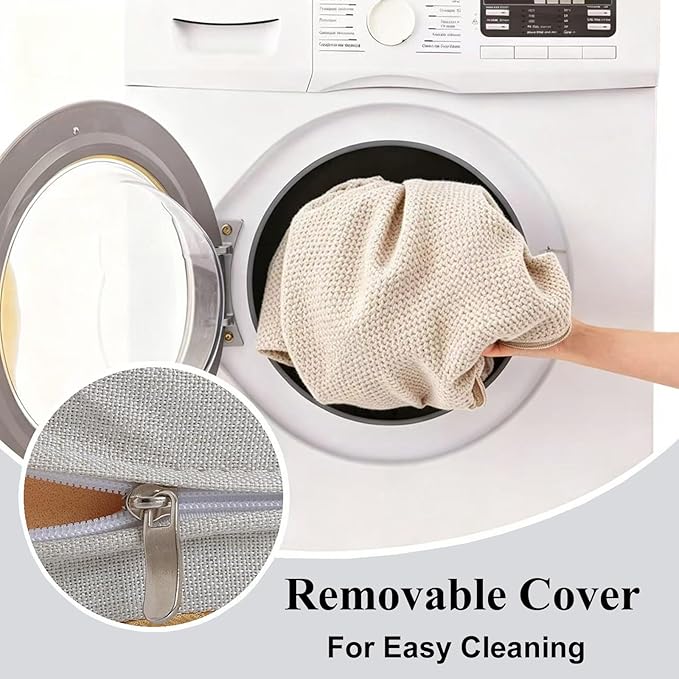 18x18 Inch Chair Pads for Dining Chairs Set of 2 with Ties Non Slip Washable Seat Cushion with Zipper Indoor Round Back Chair Cushions for Kitchen, Beige