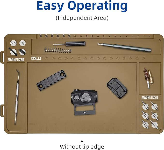 CKPART Gun Cleaning Mat, Premium Magnetic Pad With Organizer Parts Tray, Anti-Slip Rubberized Pistol Mat, Protective Workbench Mat for Gun Cleaning (16.5"x 10.43")