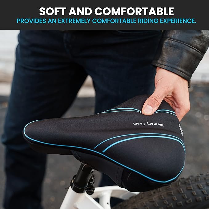 X WING Bike Seat Cover Padded with Memory Foam, Bicycle Saddle Soft for Men Women, Comfort Exercise Cycle Seats Cushion Padded Fits Stationary Bikes, Spin, for Indoor and Outdoor Cycling