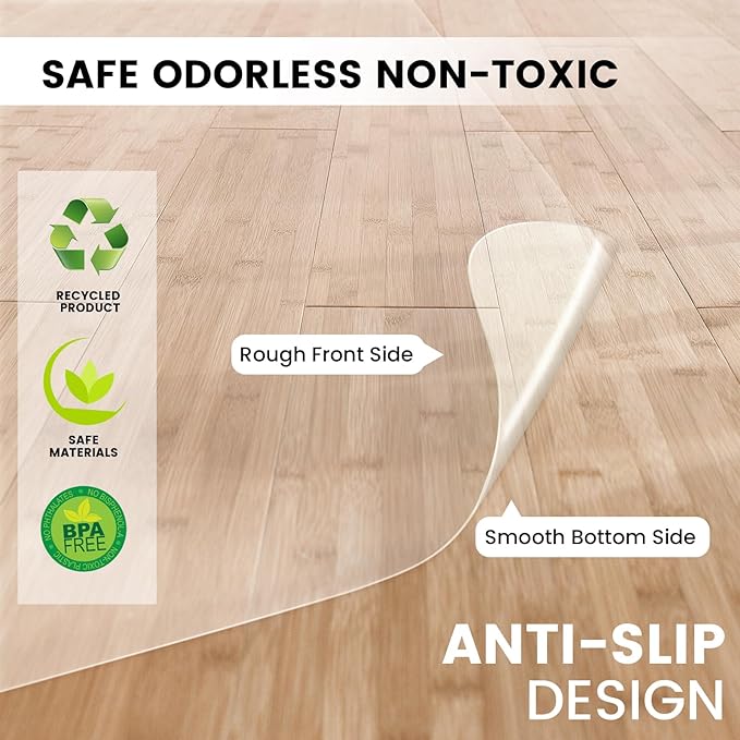 Clear Chair Mat for Hardwood Floors 36"x48" - Office Desk Chair Mat Easy Glide for Rolling Chairs,PVC Floor Protector for Home Office & Computer Use