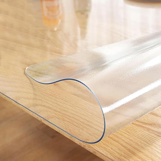 LovePads Frosted Table Cover Protector 54 x 54 Inch, 1.5mm Thick Plastic Table Cover, Table Protector for Dining Room Table, Waterproof Vinyl Tablecloth Table Pad Mat for Kitchen, Writing Desk