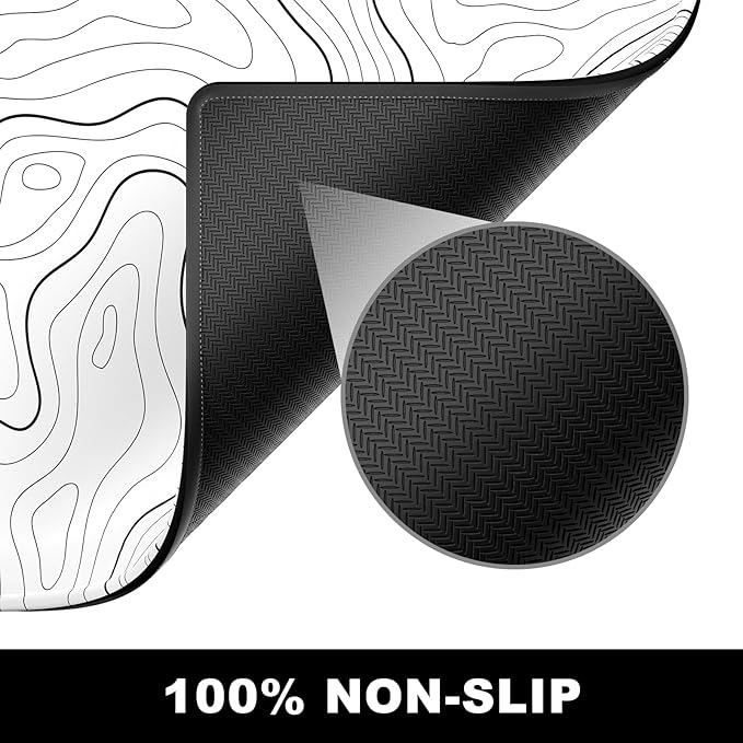 BOSOBO Large Mouse Pad, Desk Pad, XXL XL Extended Gaming Mouse Pad, Desk Mat for Office & Home, Long Keyboard Mat, Desktop Full Cover 31.5" x 11.8", Minimalist Topographic Map White