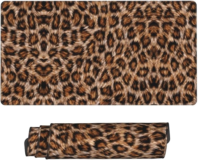 Leopard Large Mouse Pad & Desk Mat Wildlife Fur Print Extended Mousepad Non-Slip Rubber Base Laptop Computer Keyboard Pad for Gaming, Office & Home Decor, XXL - 29.5" X 15.8"