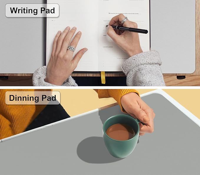 MoKo Desk Mat, Dual-Sided Office Desk Pad Waterproof, Large Protector Mouse Pad for Keyboard and Mouse, Leather Desk Writing Pad Large for Office/Home/Decor, 31.5''x15.7', Light Gray+Silver