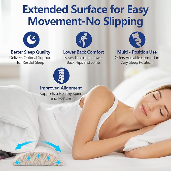 Cozyhealth - 2.95" H*18.7" L - Soft Small Lumbar Pillow for Sleeping, Memory Foam Back Lumbar Support Cushion for Lower Back Pain Relief Bed Waist Sleep Support Pillow for Side, Back (White, Small)