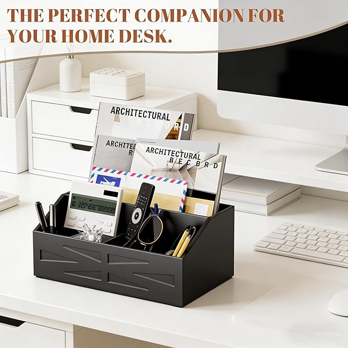Large Mail Organizer Countertop,Farmhouse Desk and Kitchen Countertop Storage, Letter Sorter, Desk Mail and Bill Organizer, Desktop File and Paper Holder