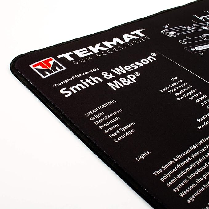 TekMat Ultra 20 Premium 15" X 20" 1/4" Thick Oil Resistant Non-Slip Waterproof Stitched Edges Handgun Cleaning Mat for use with Smith & Wesson
