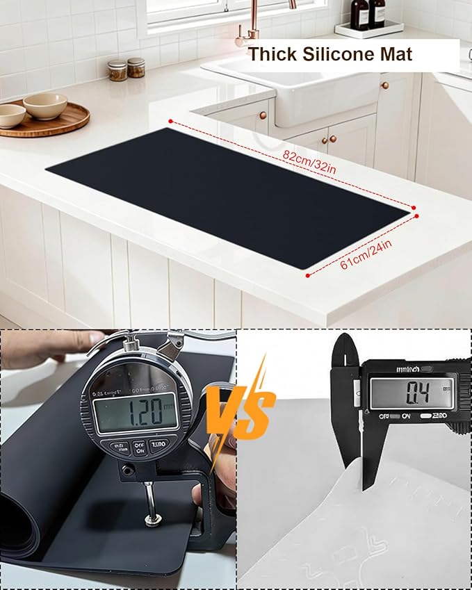Silicone Crafting Mat for Artists, 32"x24"x1.2mm Large Nonstick Art Sheet for Resin Craft, Jewelry Casting, Acrylic Painting, Clay Work, Heat Resistant Desk Protector and Placemat | Black