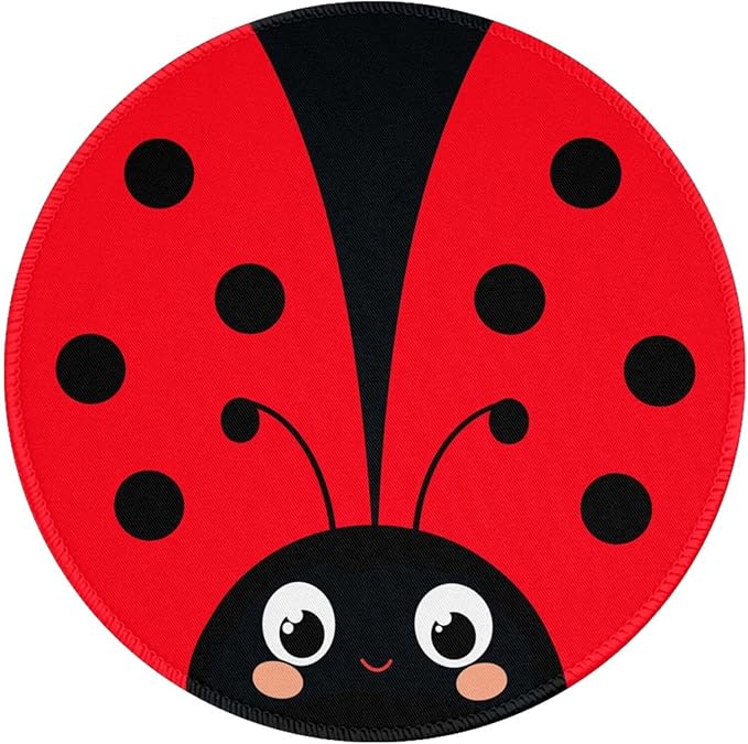 Cute Red Animal Round Mouse Pad Premium Textured Mouse Mat Washable Mousepads with Extended Stitched Edges Non Slip Rubber Base Small Mousepad 7.9 X 7.9 X 0.12 Inches