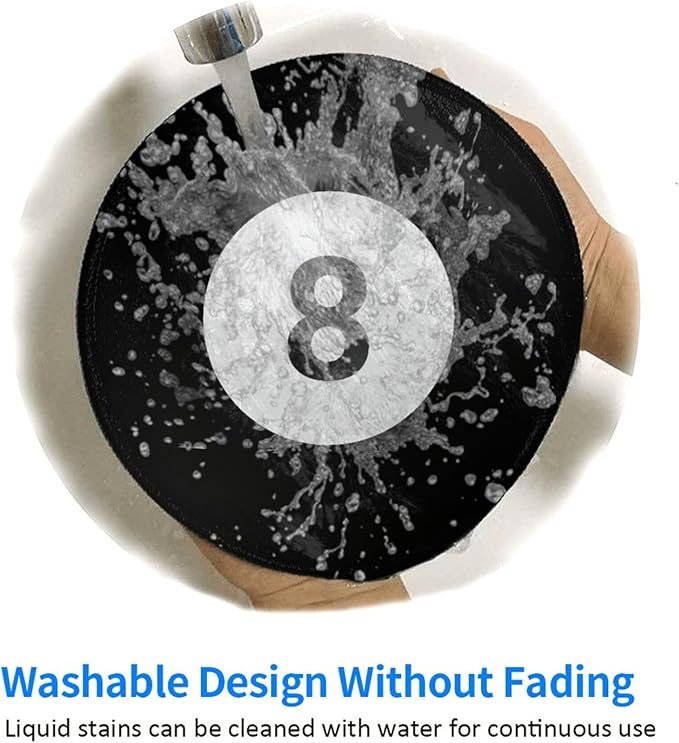 8 Ball Round Mouse Pad Premium Textured Mouse Mat Washable Mousepads with Extended Stitched Edges Non Slip Rubber Base Small Mousepad 7.9 X 7.9 X 0.12 Inches