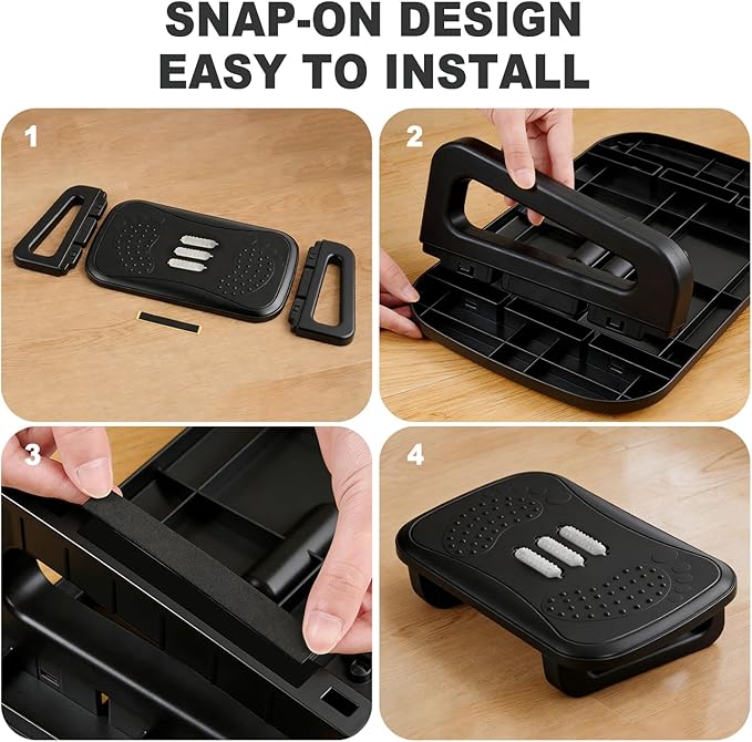 Ergonomic Foot Rest, Under Desk Massage Footstool for Office Chair, Easy Snap Assembly & Durable Design for Back Pain Relief and Leg Circulation Support at Home/Office